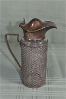 Sterling silver and glass small pitcher with lid,
