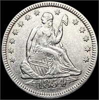 1854 Arws Seated Liberty Quarter CLOSELY