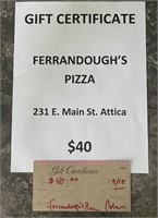 Ferrandough's Pizzeria $40 Gift Card