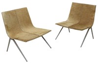 (PAIR) CONTEMPORARY COWHIDE SIDE CHAIRS