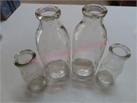 4 Ant. Johnson Creamery milk bottles (qt-half pt)