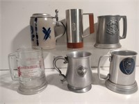 Metal and Glass Beer Mugs
