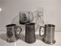 Metal and Glass Beer Mugs