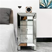 D1) $146 Small Chips Mirrored Nightstand, Mirrored