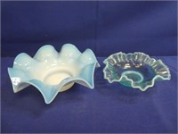 (2) Ruffled Glass Nut Dishes