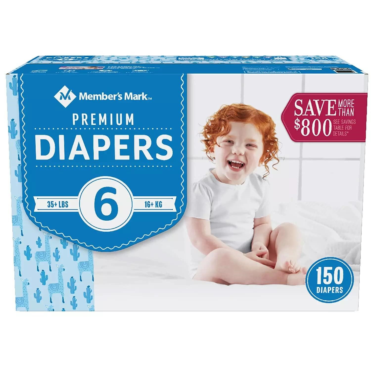 Member's Mark Premium Baby Diapers, S6 35+ Lbs.
