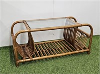 RATTAN COFFEE TABLE WITH GLASS TOP
