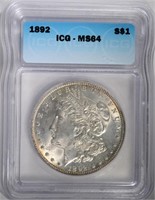 1892 MORGAN DOLLAR ICG MS64