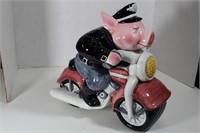 Vintage Clay Art Road Hog Pig Cookie Jar