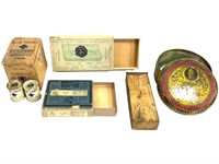 5 Antique & Vtg. Product & Medicine Boxes & Tins