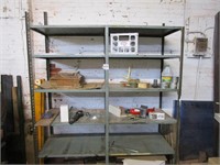 metal shelving with contents