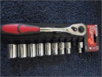 1/2" SAE SOCKET WRENCH SET - MISSING EXT & 3/8" SK