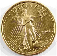 2003 GOLD 1/4 OZT AMERICAN EAGLE $10.00 BU COIN