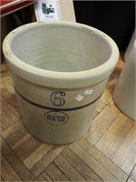 #6 Blue Band stoneware crock (crack)