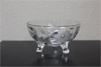 A 3-Legged Etched Glass Bowl