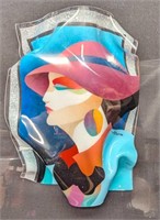 Framed Ned Moulton Lady In The Pink Hat Sculpture