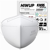 HIWUP KN95 Face Masks 50Pk  5-Ply  White
