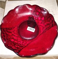 Tiara Ruby Red Fruit Pattern 9" Bowl