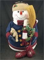 Holiday Snowman Plush Decoration In Sweater