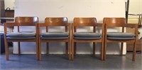 Lot of Four Light Blue Upholstered Bolding Chairs