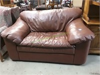 Brown Leather Love Seat With Hideaway Twin Bed