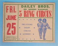 Dailey Bros. Big Modern Railroad 5 Ring Circus Sig