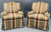 Pair Quality Swivel Upholstered Club Chairs