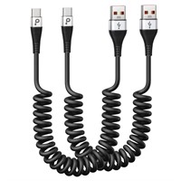 USB C Cable Fast Charging, 2Pack 3ft Coiled USB A