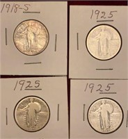 1918-S & 1925 Standing Liberty Silver Quarters