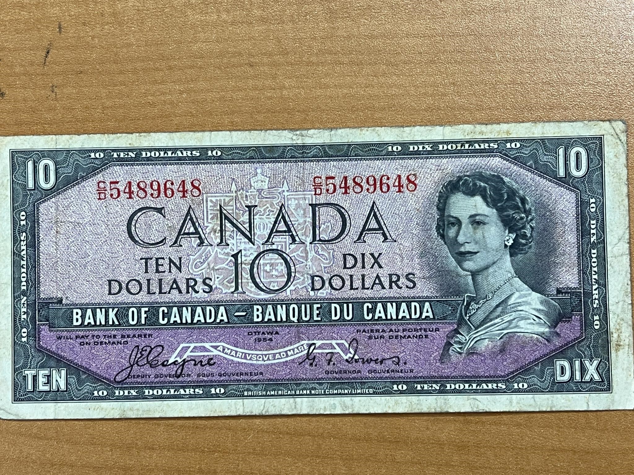 1954 Cdn $10 Devil's Hair Bank Note