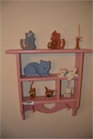 Display Shelf with Cat Decorations