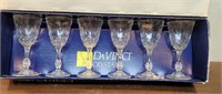 Side of 6 DaVinci Crystal glasses - box is