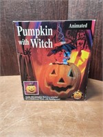 Animated Gemmy Pumpkin With Witch