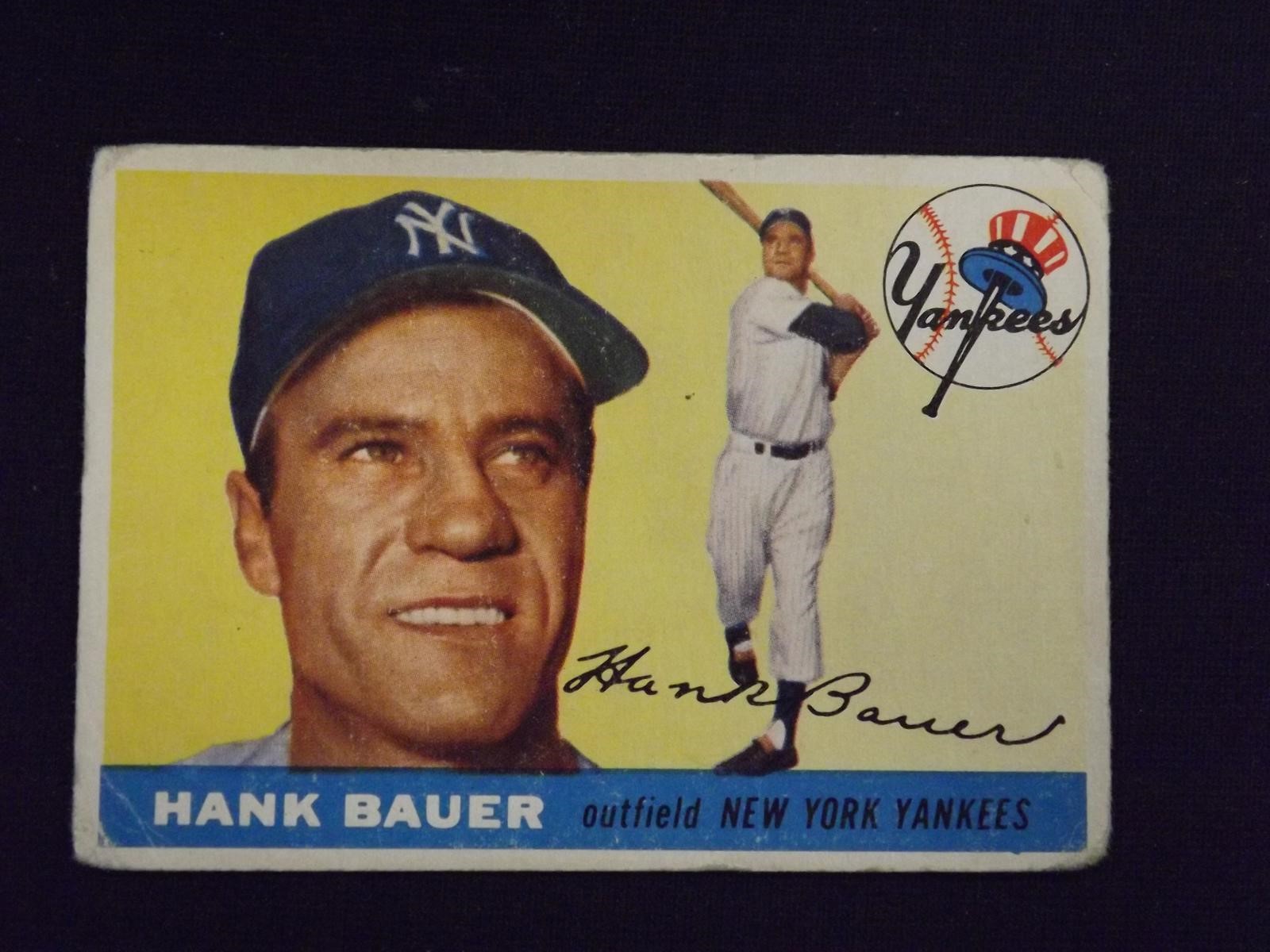 1955 TOPPS #166 HANK BAUER YANKEES VINTAGE