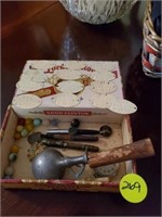 GAME FISH PLATES AND CIGAR BOX OF EXTRAS