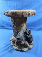 Resin Log Seat w/Bear & Cub]
