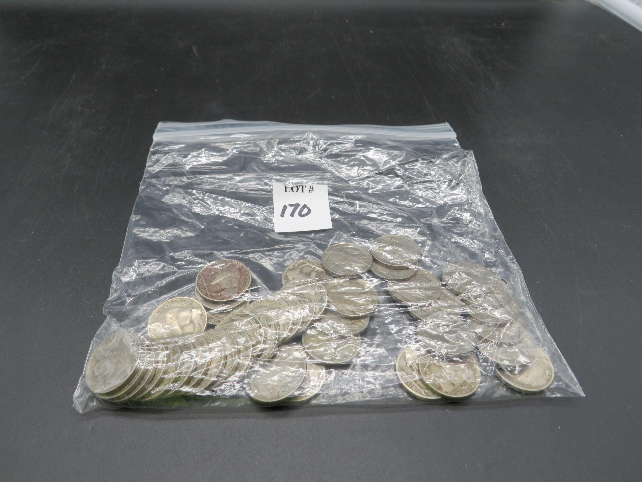 Unsorted bag of Buffalo Nickels