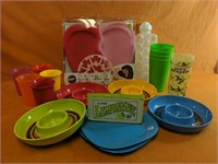 Plastics Lot! Mela-Ware 4 x "Chips & dip" bowls