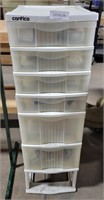 UPRIGHT PLASTIC ORGANIZER W/CONTENTS