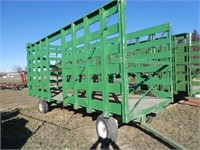 Wooden Sq. Bale thrower Wagon  on 7 ton gear