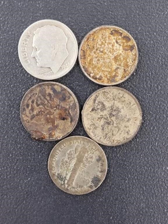 5 ASSORTED SILVER DIMES