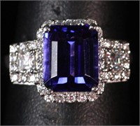 PLATINUM TANZANITE & DIAMOND RING