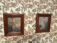 Antique Pinky & blue boy framed pics 11”x13”