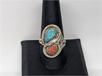 .925 Sterling Silver Turquoise Cobra Ring