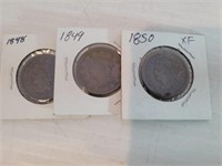 (3) CORONET LARGE 1 CENT COINS