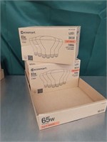 Case of 65W/9W LED light bulbs