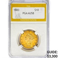 1883 $10 Gold Eagle PGA AU58