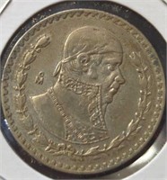 Silver 1962 Mexican dollar