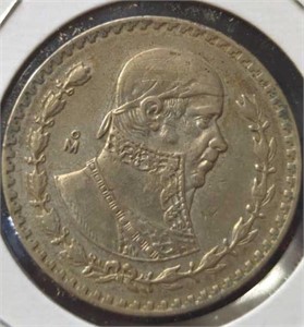 Silver 1962 Mexican dollar