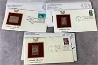 3 Gold colored Commemorative Stamps